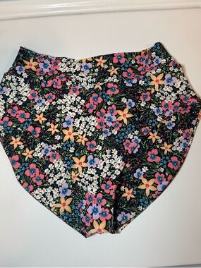 Skatie Black Floral High-Waist Bikini Bottoms size XS - Pink Yellow Purple White